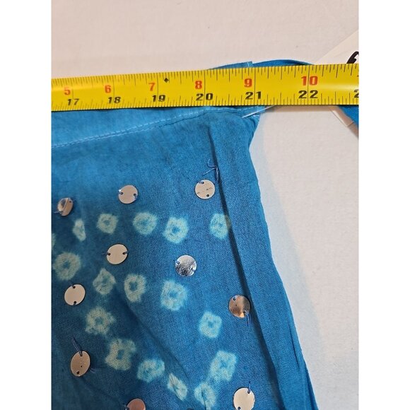 Handmade Blue boho‎ midi skirt adjustable tie waist mirror sequins One Size New - Picture 7 of 15